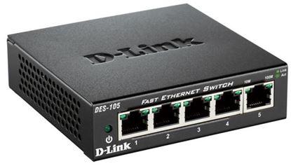 Slika D-Link switch neupravljivi,DES-105/E (metalno kućište)