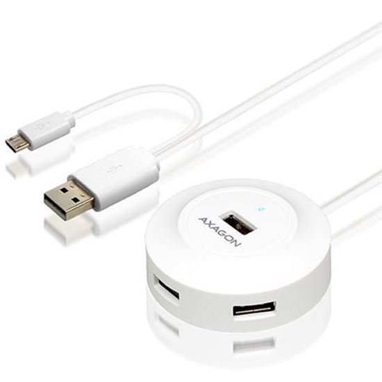 Slika AXAGON HUE-X6G 4x USB2.0 Hub 80cm kabel + Micro USB OTG Bijeli