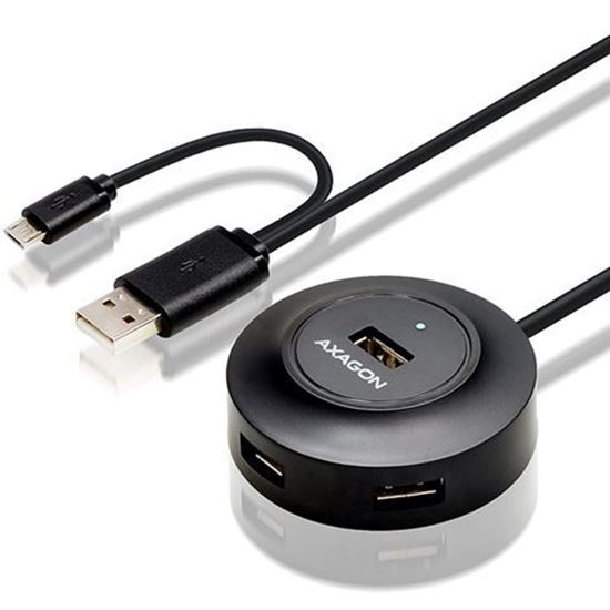 Slika AXAGON HUE-X6GB 4x USB2.0 Hub 80cm Cable + Micro USB OTG Black
