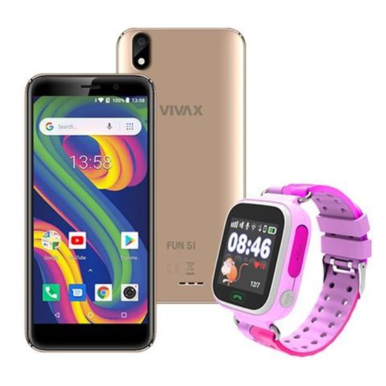 Slika VIVAX Fun S1 gold +  CORDYS SMART KIDS WATCH Zoom pink