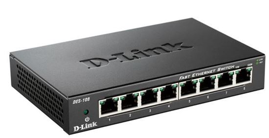 Slika D-Link switch neupravljivi,DES-108/E (metalno kućište)