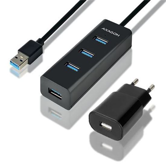 Slika AXAGON HUE-S2BP 4x USB3.0 Hub 1.2m kabel,MicroUSB Charging+Adapter