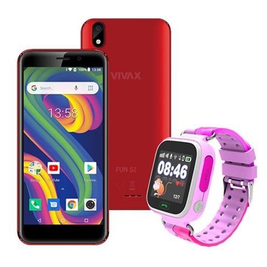 Slika VIVAX Fun S1 red +  CORDYS SMART KIDS WATCH Zoom pink