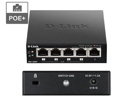 Slika D-Link POE+ switch neupravljivi, DGS-1005P/E